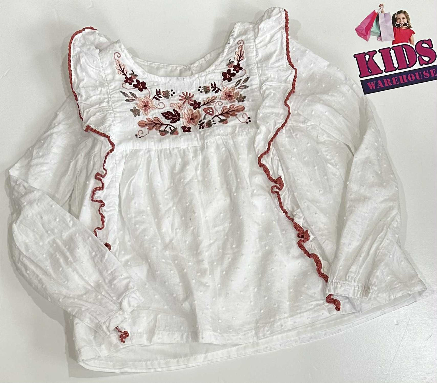 Cupcakes And Cashmere White Dress With Red Flower Pattern Size 4