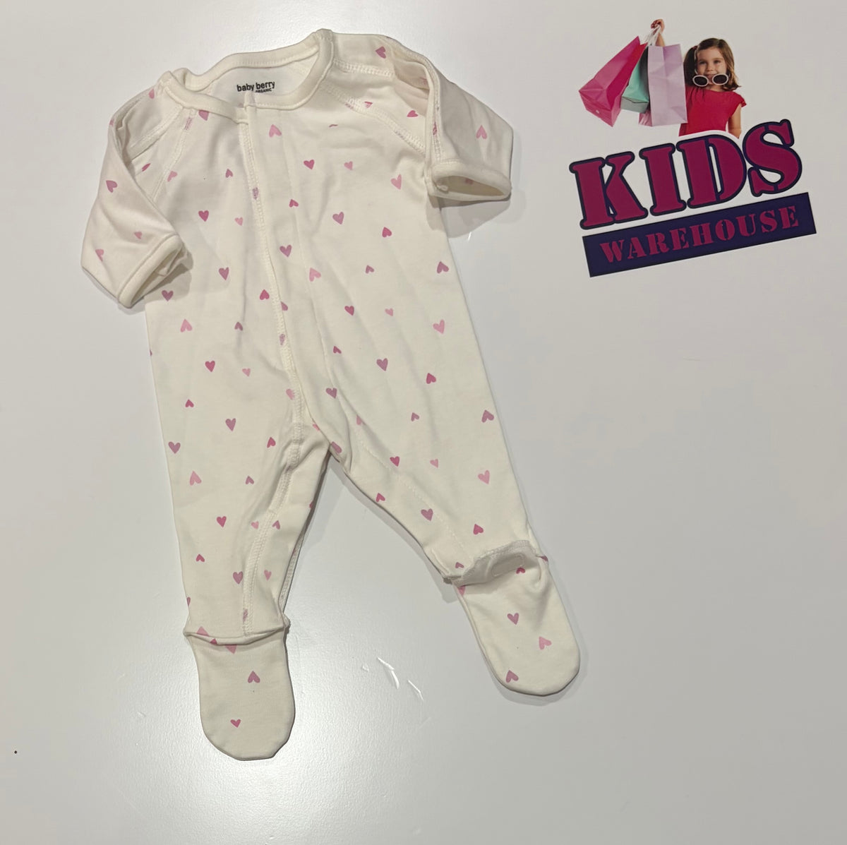 Baby Berry White, Pink Heart Print 00000