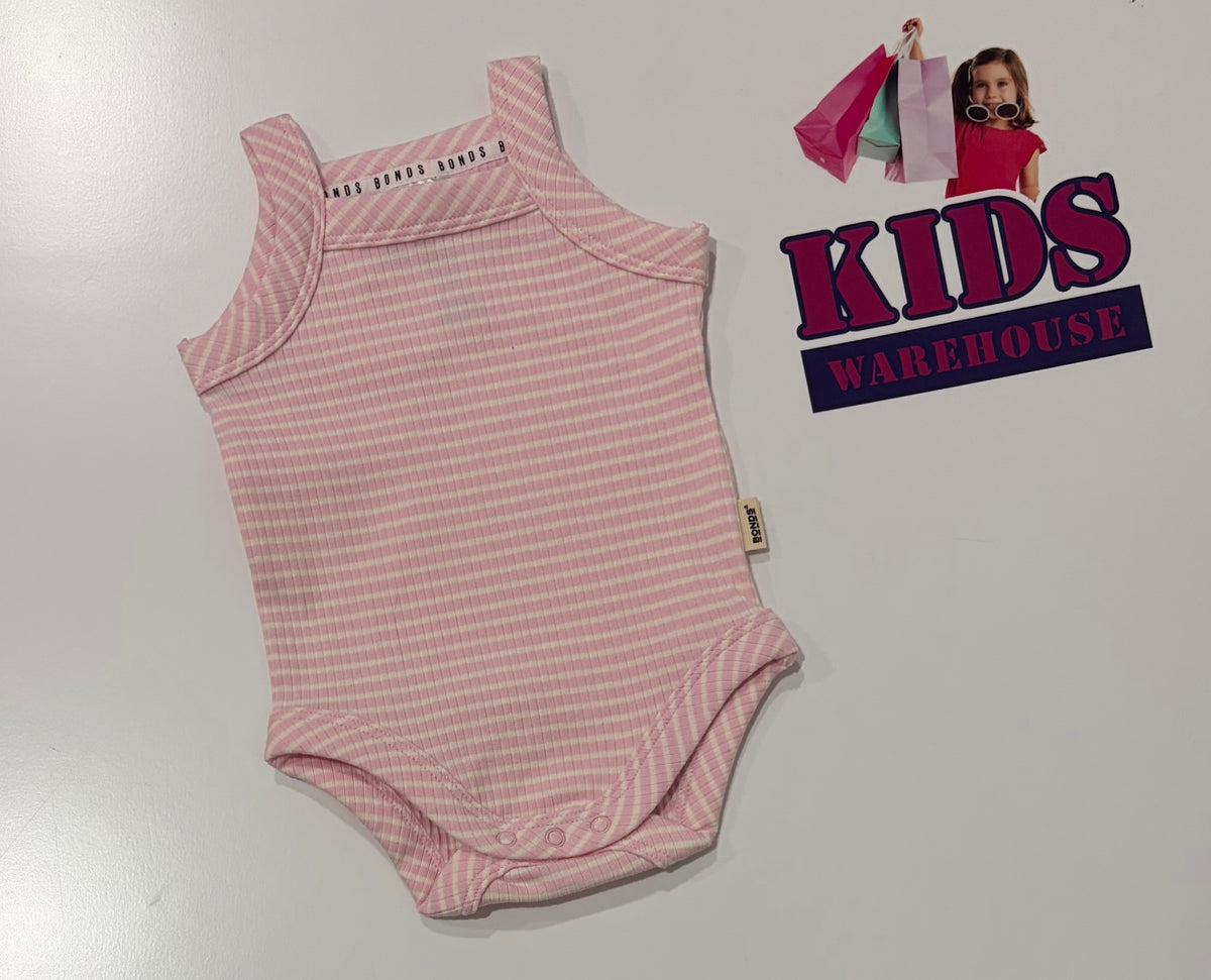 Bonds Pink, White Stripe Bodysuit Size 000