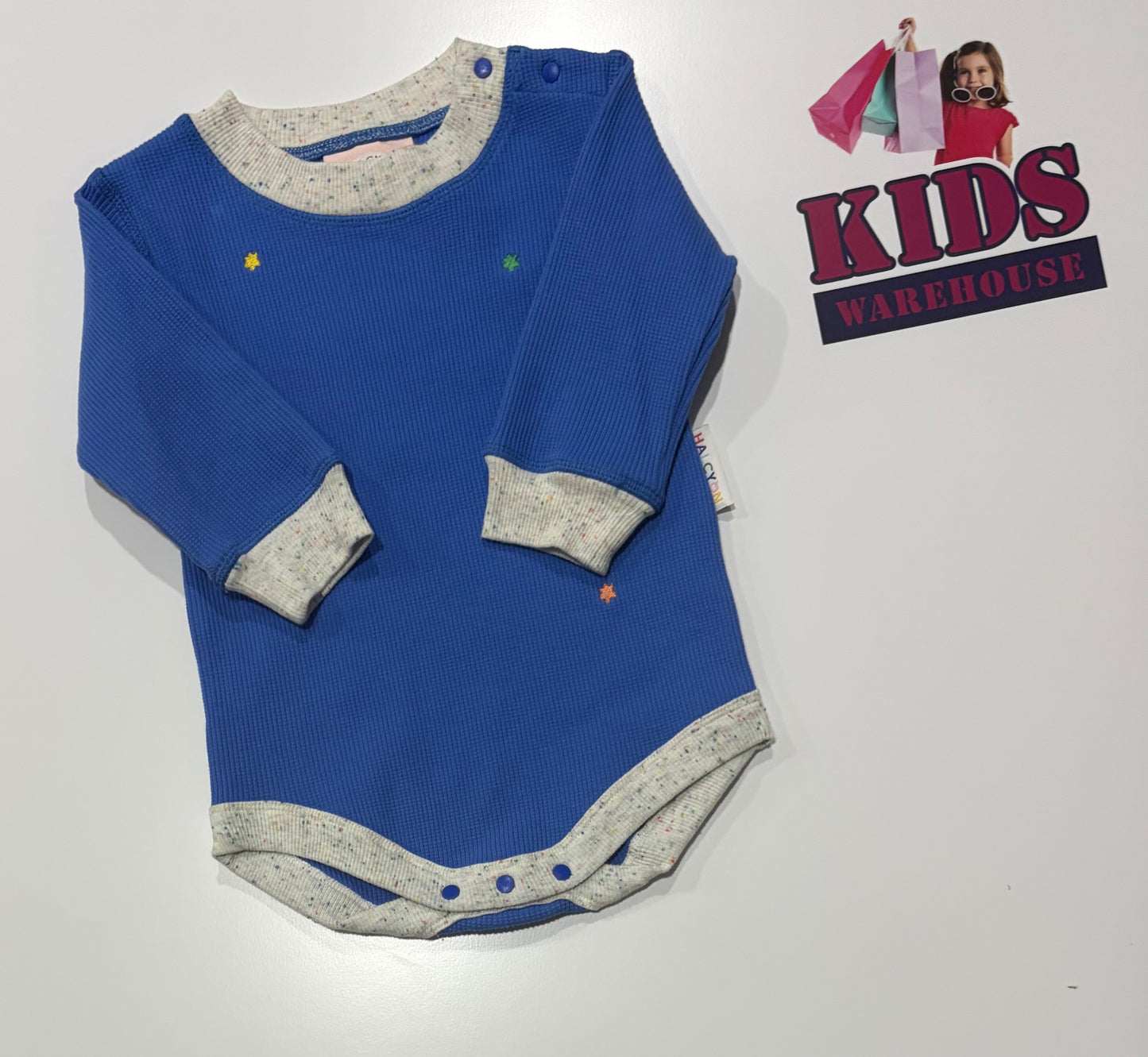 Halcyon Nights Blue, Grey Bodysuit Size 1