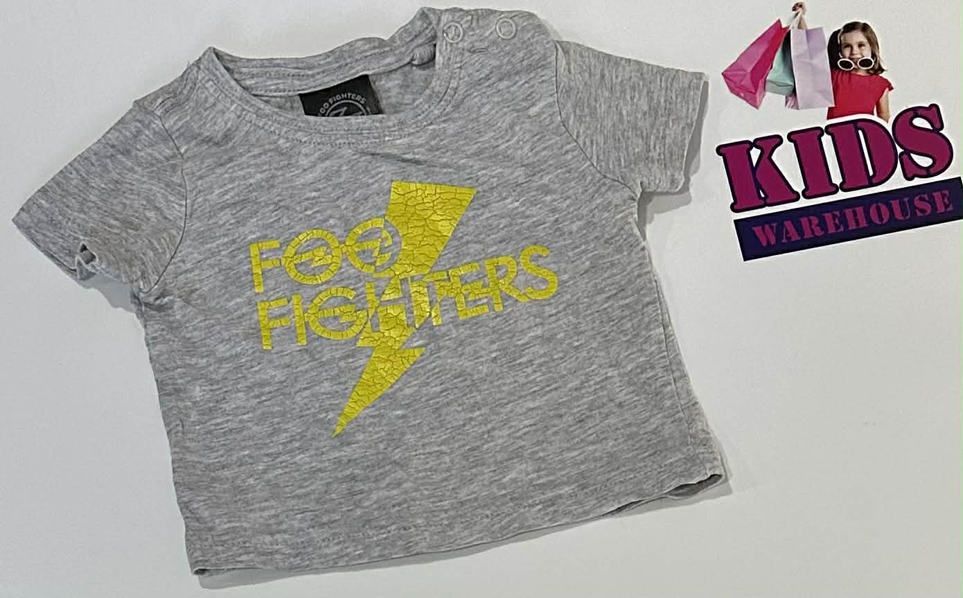 Foo Fighters Grey Top With Yellow “Foo Fighters” Print Size 0000