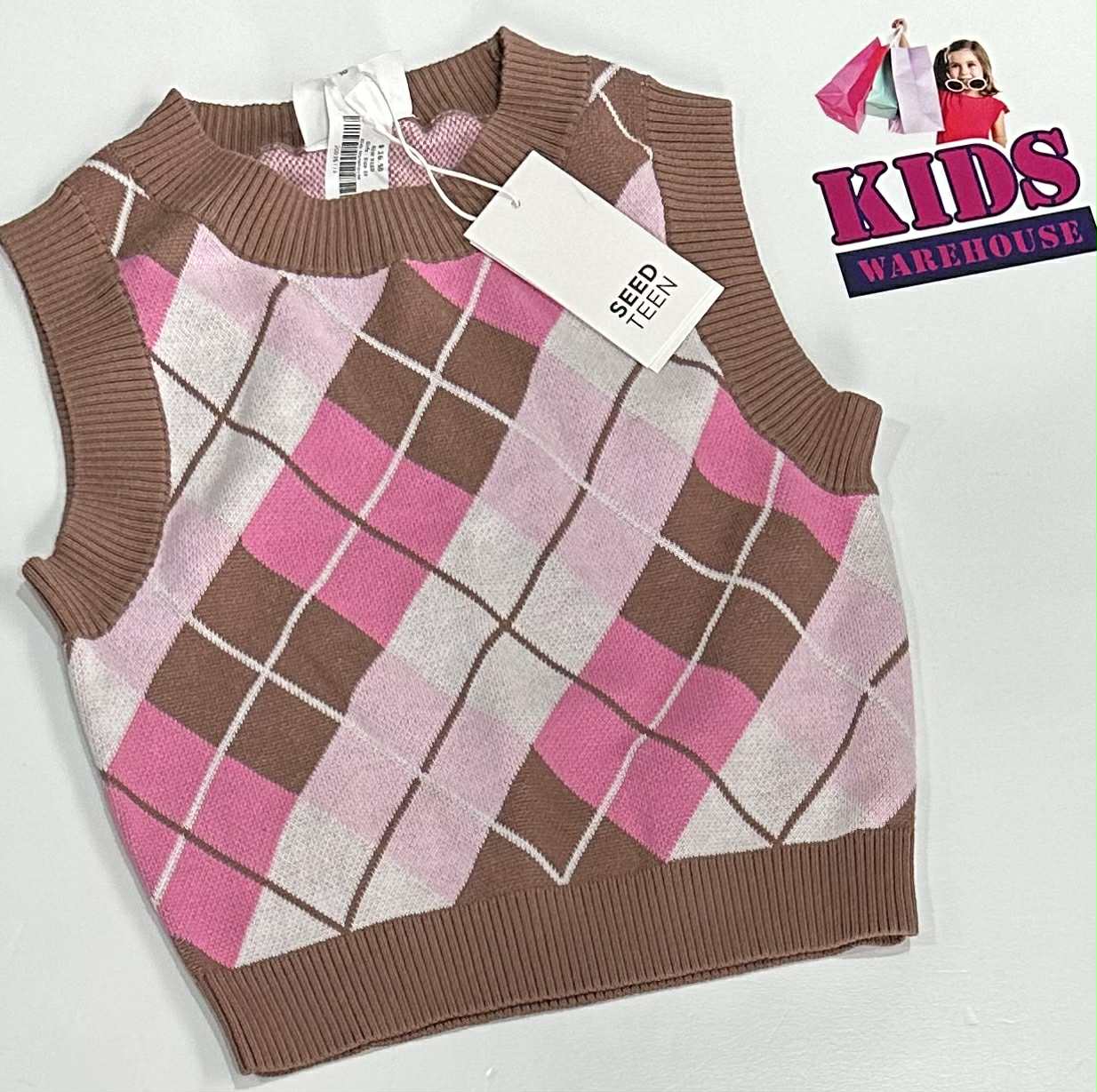 New Seed Heritage Brown & Pink Knit Vest Size 10
