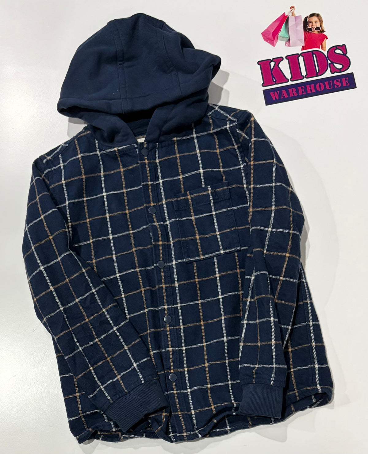 Country Road Navy Blue, White, Brown Check Print Jacket Size 6