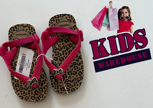 Havaianas Pink & Leopard Sandals Size 5 (Toddler)
