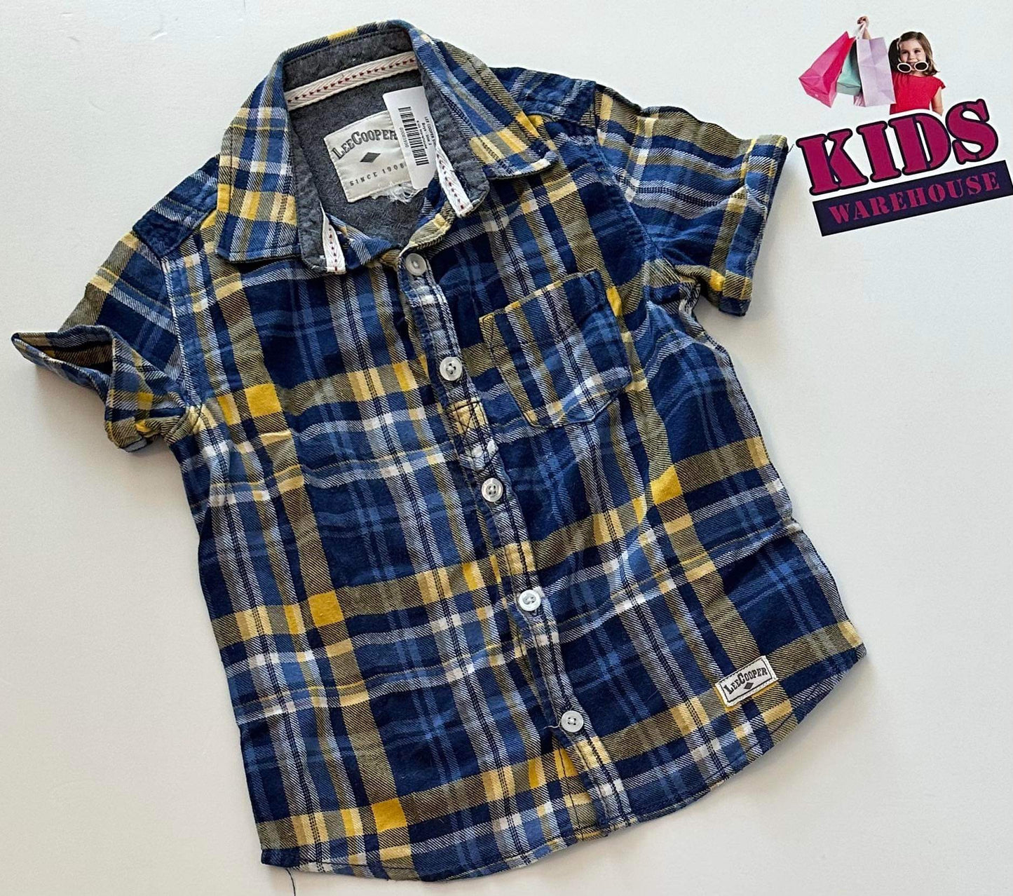 Lee Cooper Blue, Yellow & White Plaid Shirt Size 3