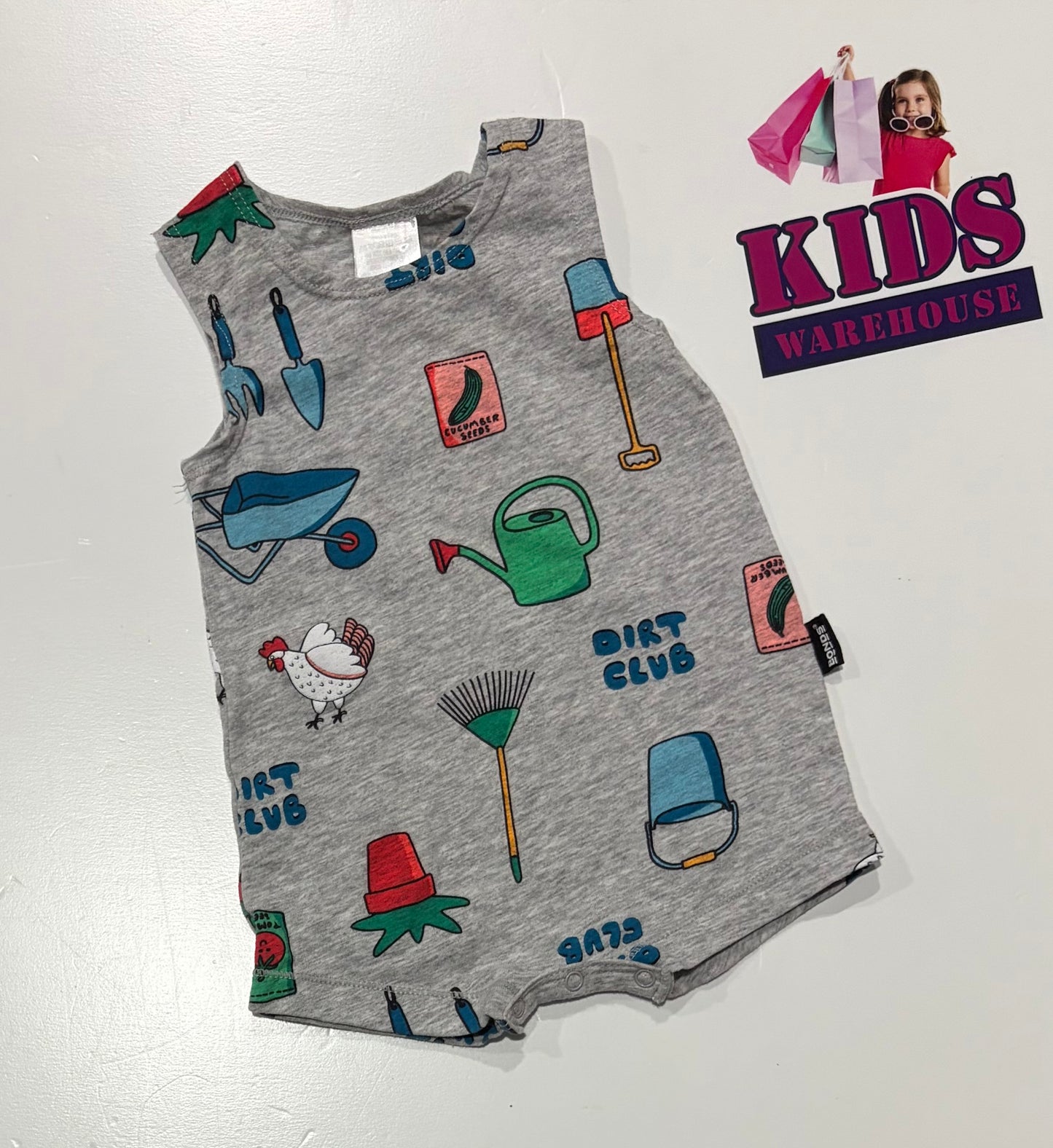Bonds Grey, Gardening Print Jumpsuit Size 000