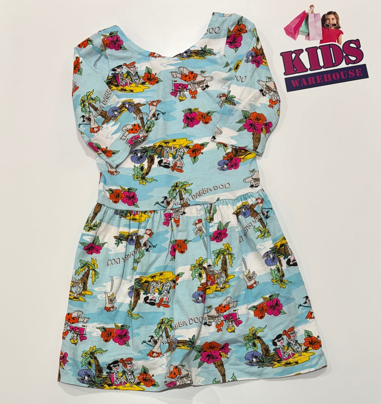 The Flintstones X Bonds Blue, Characters Print Dress Size 6