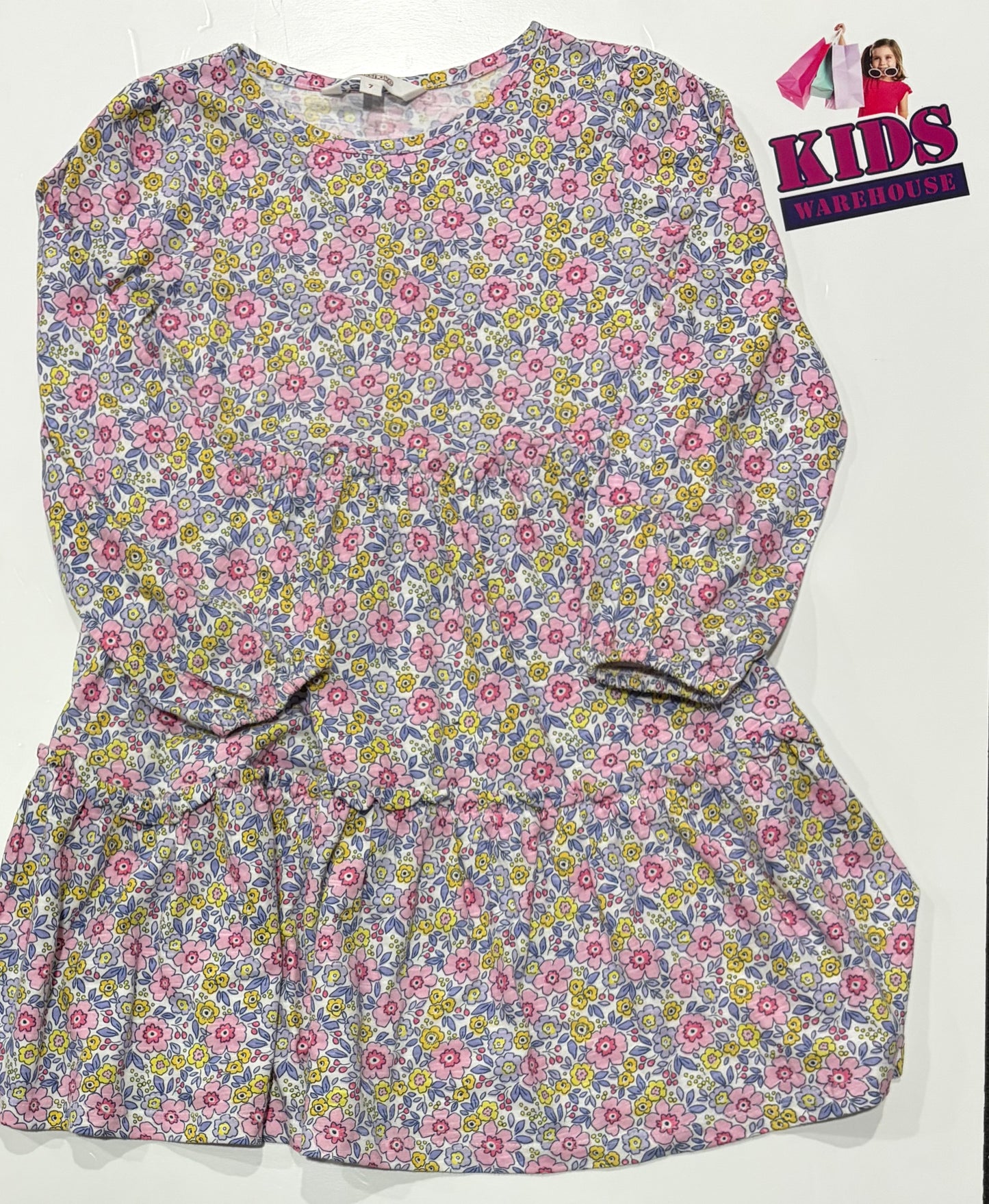 Milkshake White, Pink, Blue Flower Print Dress Size 7