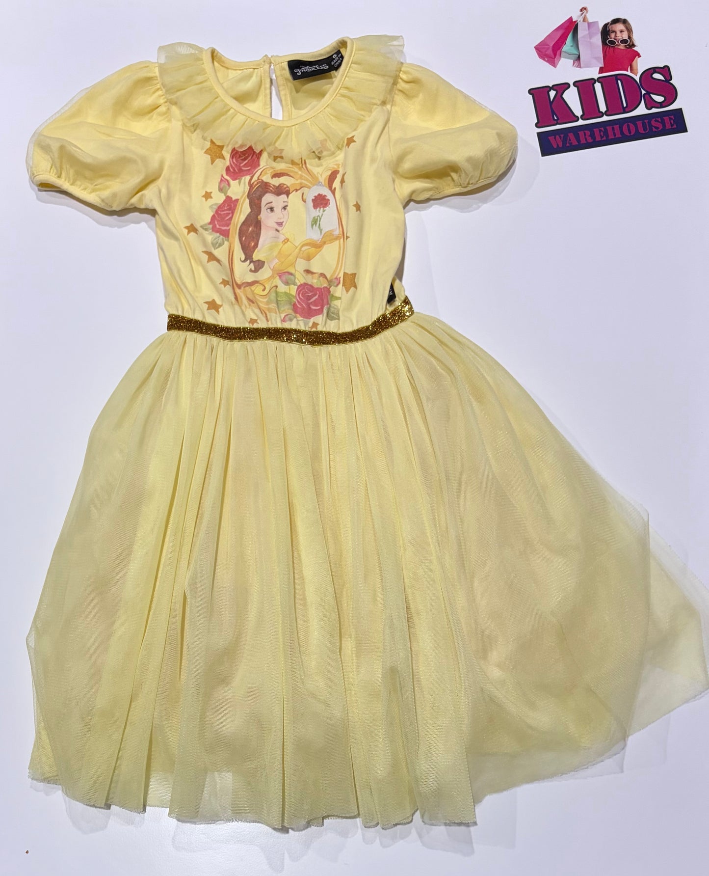 Disney Princess Yellow, Princess Belle Print Dress Size 6