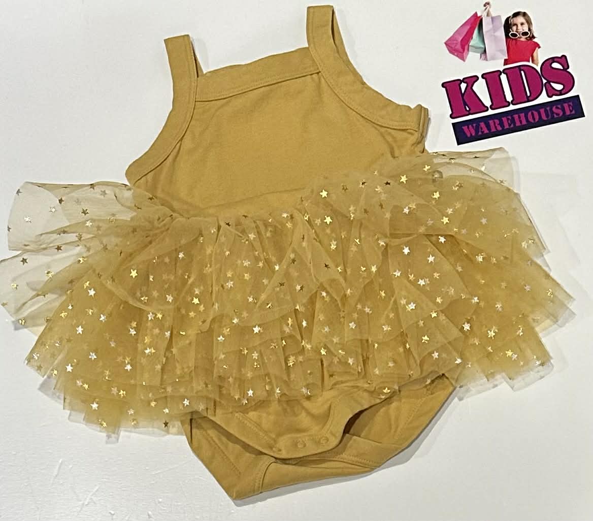 Bonds Yellow Tutu Bodysuit With Star Pattern Size 1