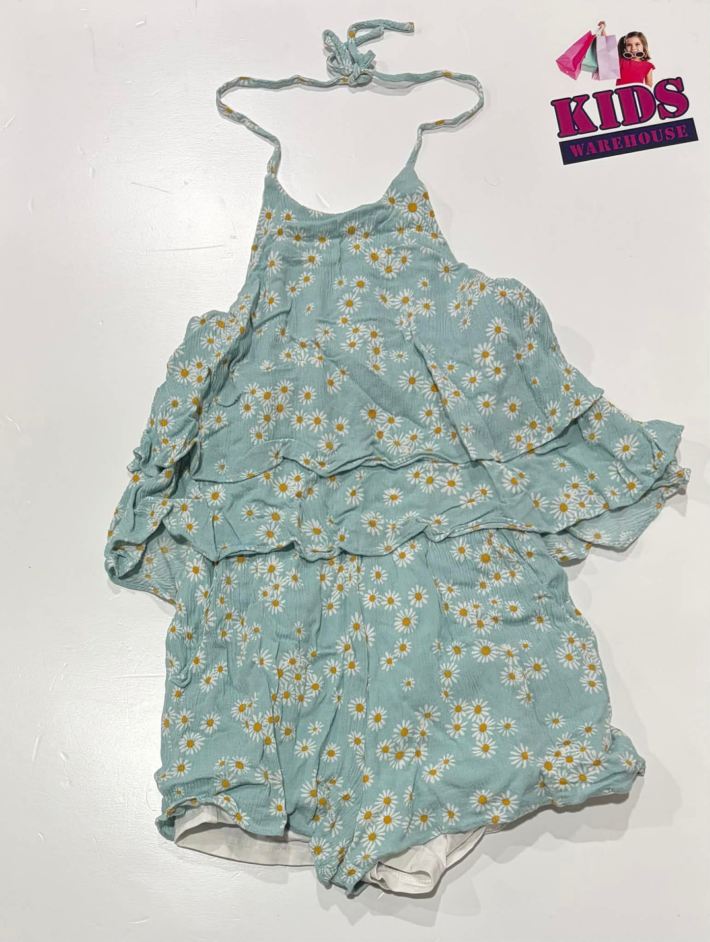 Pavement Blue Bodysuit With Flower Pattern Size 10