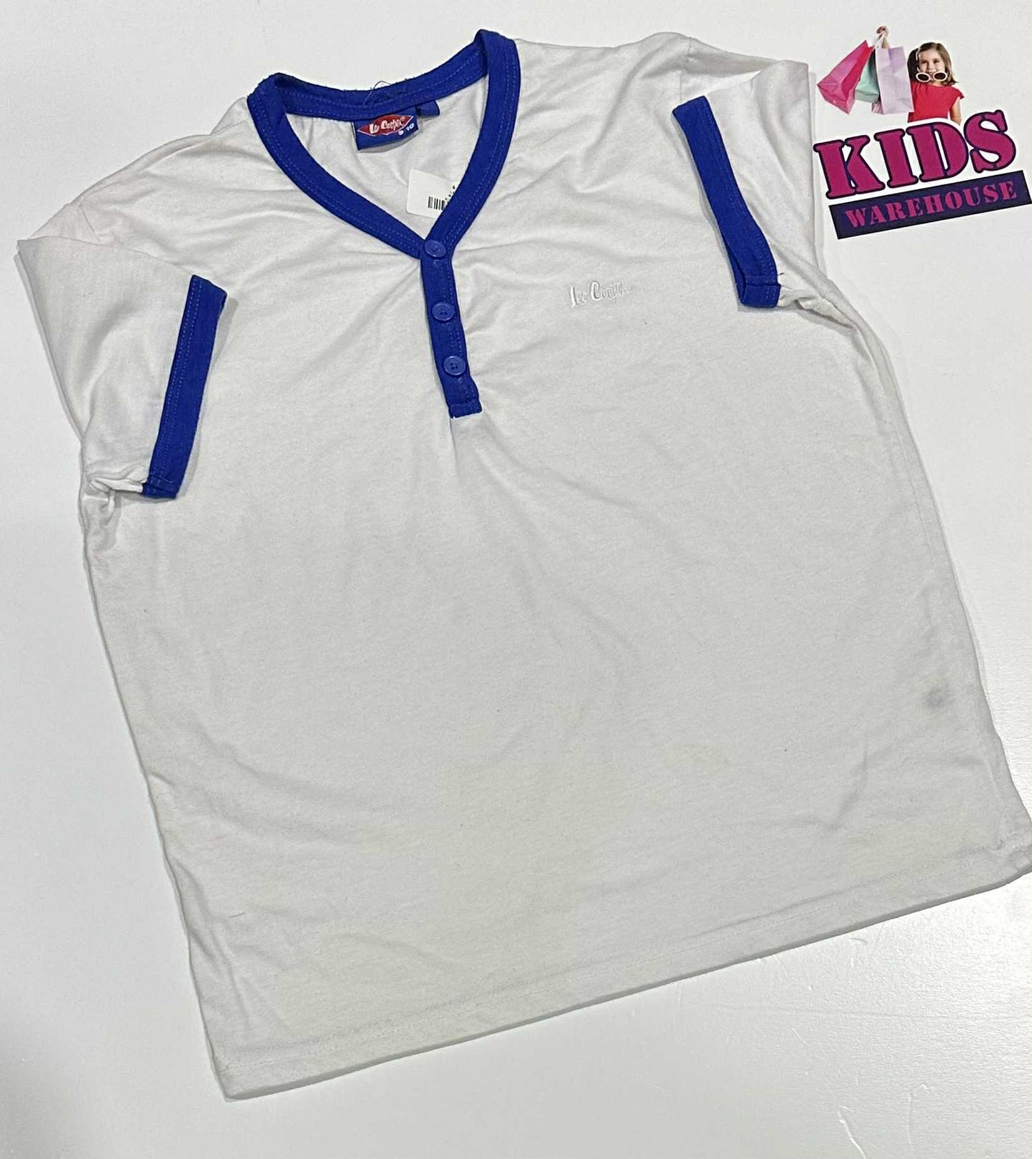 Lee Cooper White & Blue Top Size 9-10