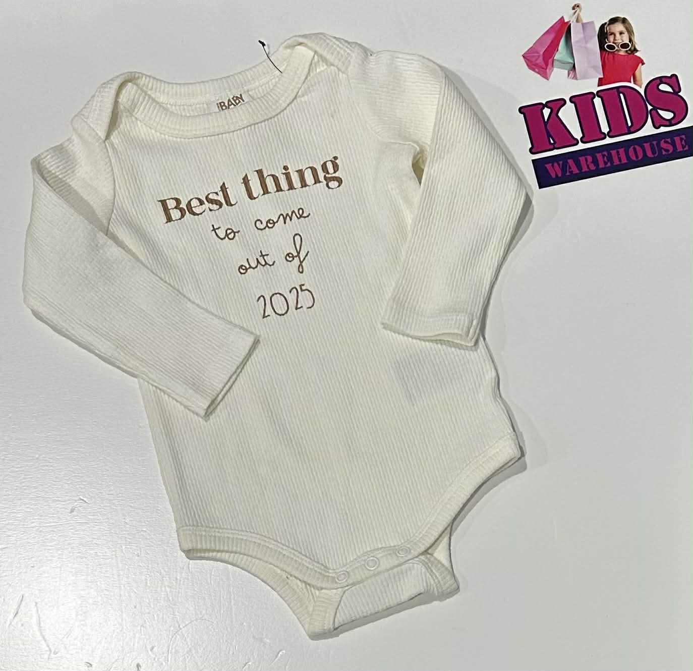 Cotton On White Bodysuit With “Best Thing To Come Put Of 2025” Print Size 00