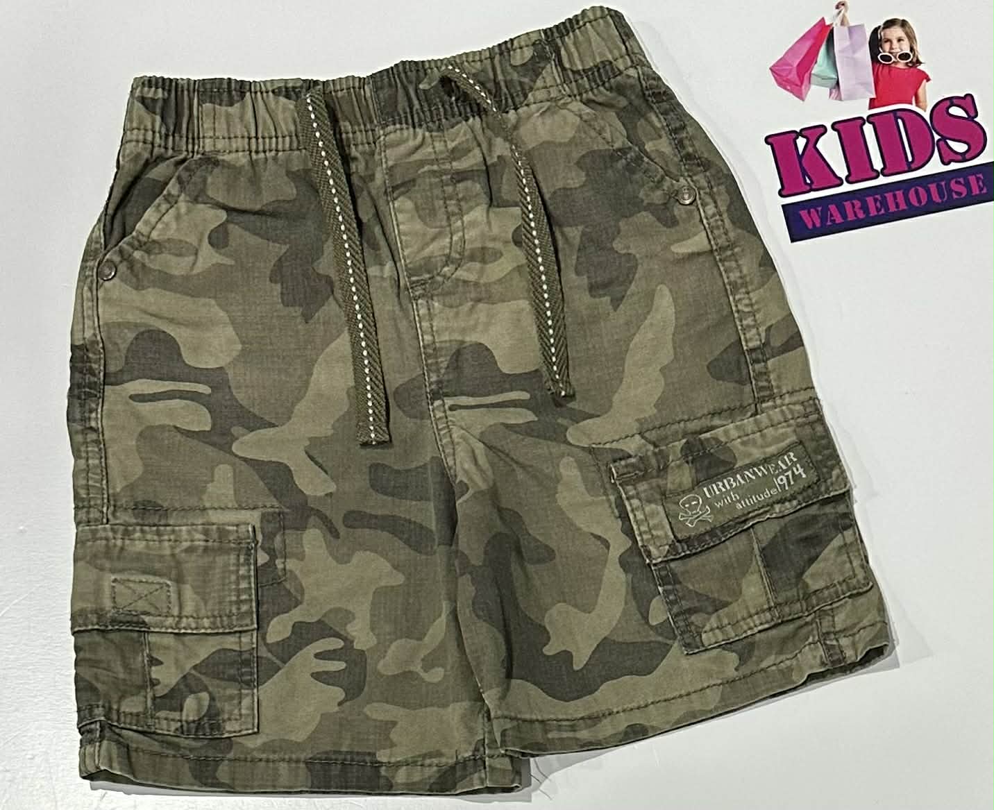 Emerson Junior Green Camouflage Shorts Size 2