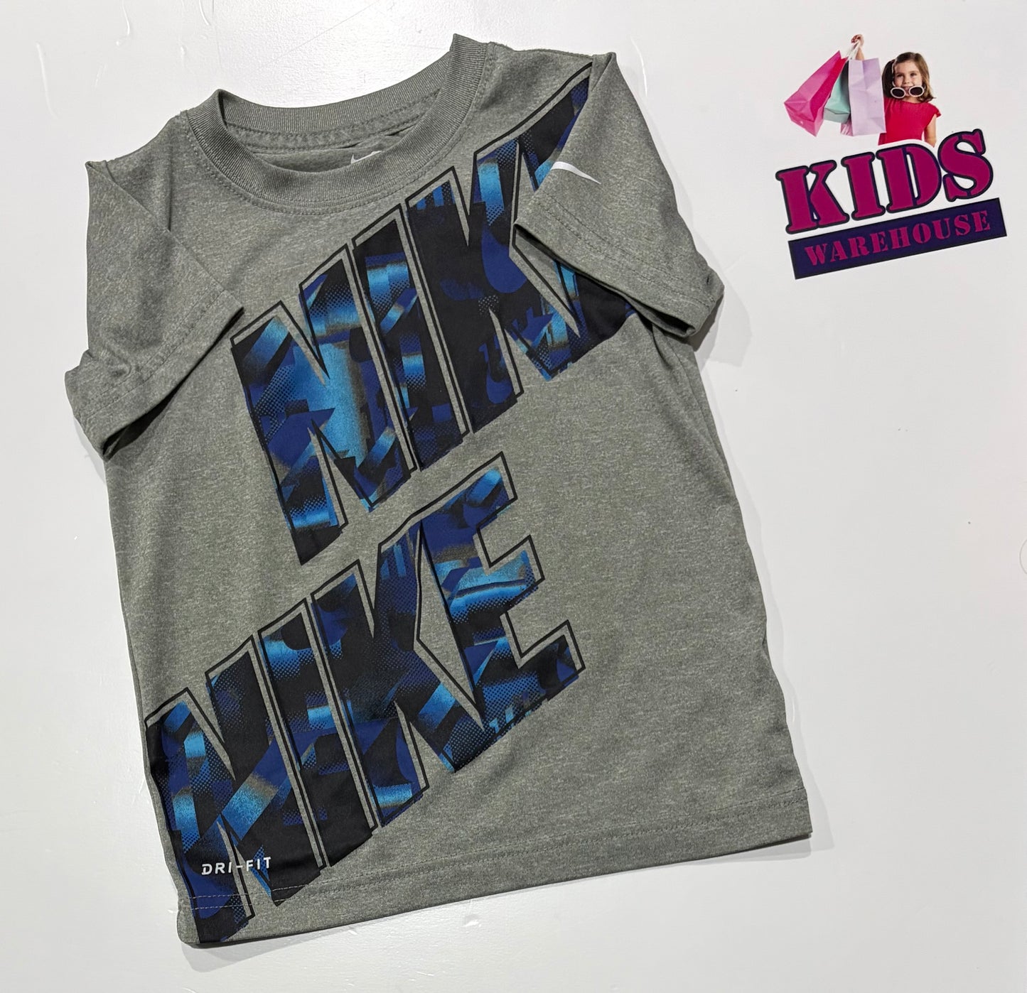 Nike Grey, Blue Print Top Size 4
