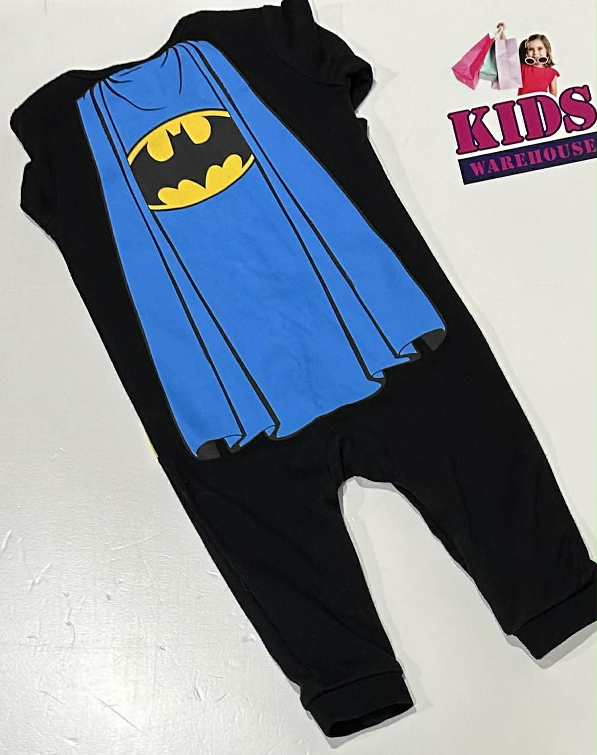 Batman Black Jumpsuit With Blue Cape Print Size 00