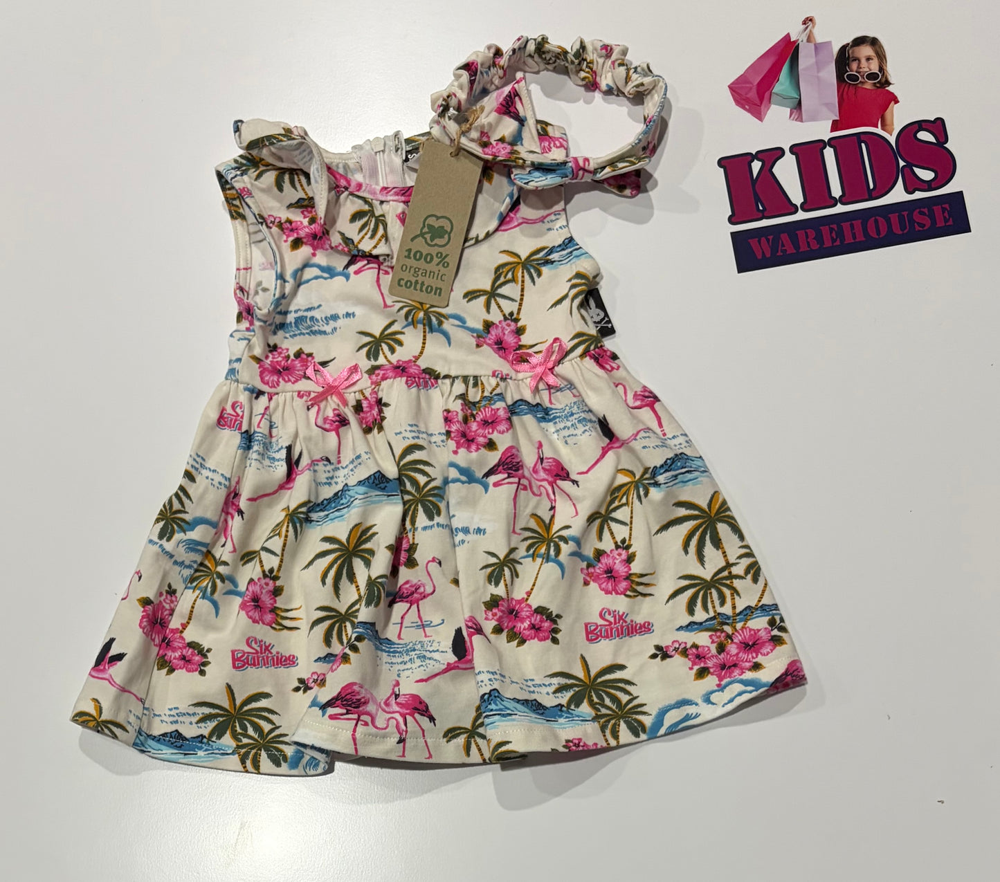 Not Used Six Bunnies White, Beach Print Dress & Bottoms 2 Piece Set Size 000
