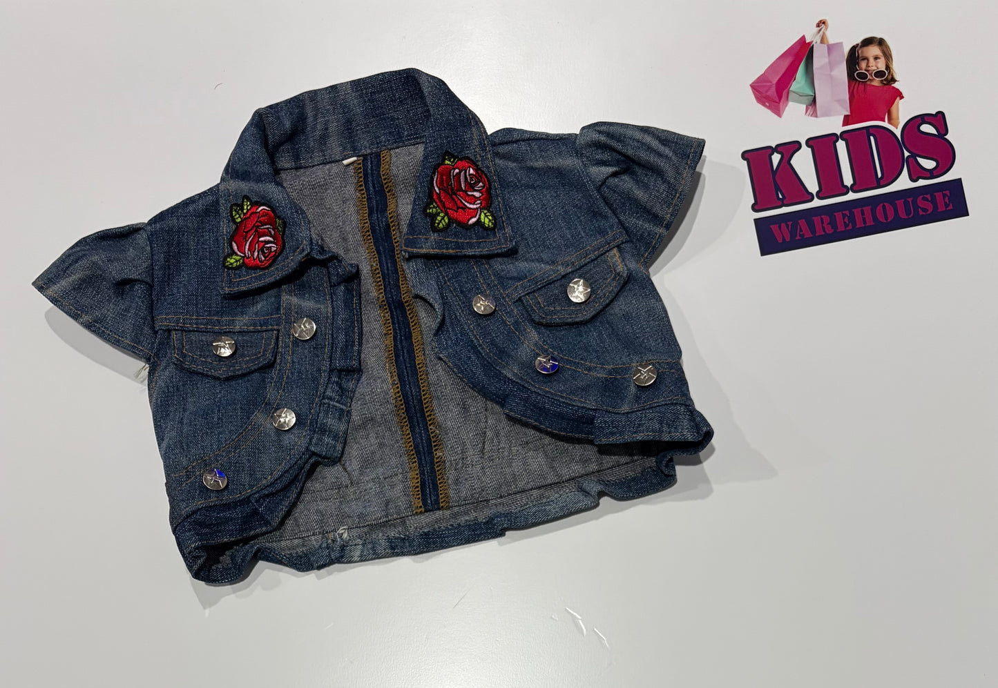 Rose Stitch Open Front Denim Vest Size 3