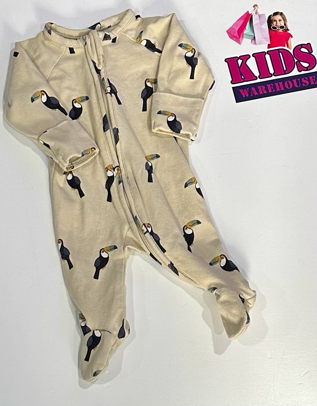 Premmie Target Tan Jumpsuit With Bird Pattern Size 00000