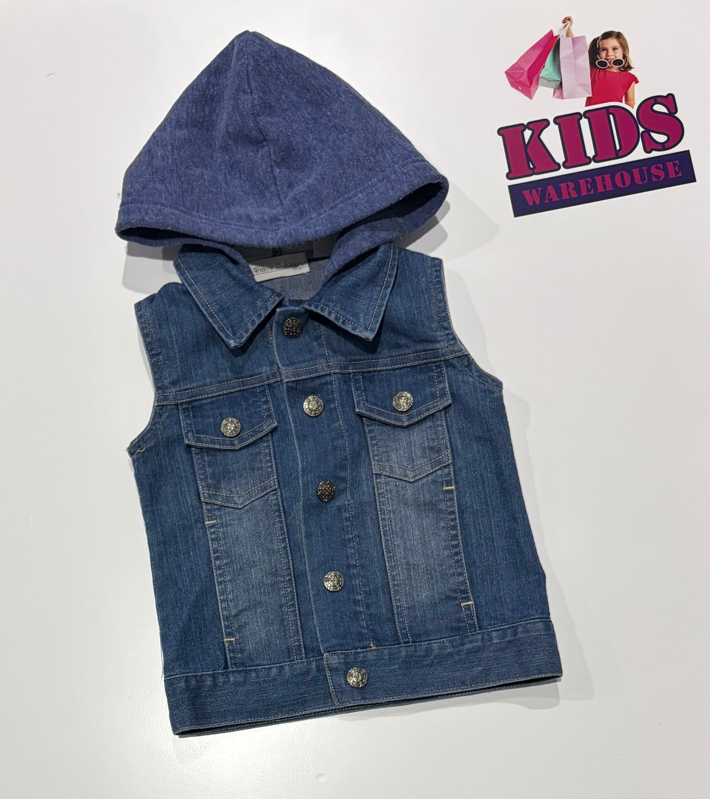 Willow & Jag Denim Hooded Vest Size 2