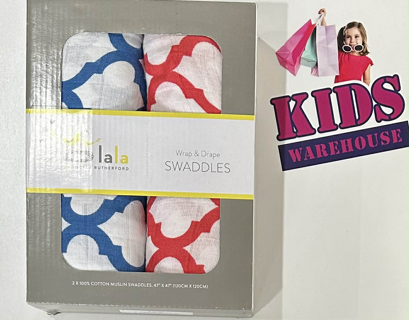 NEW Lala Angela Rutherford Red, Blue Wrap & Drape Swaddles