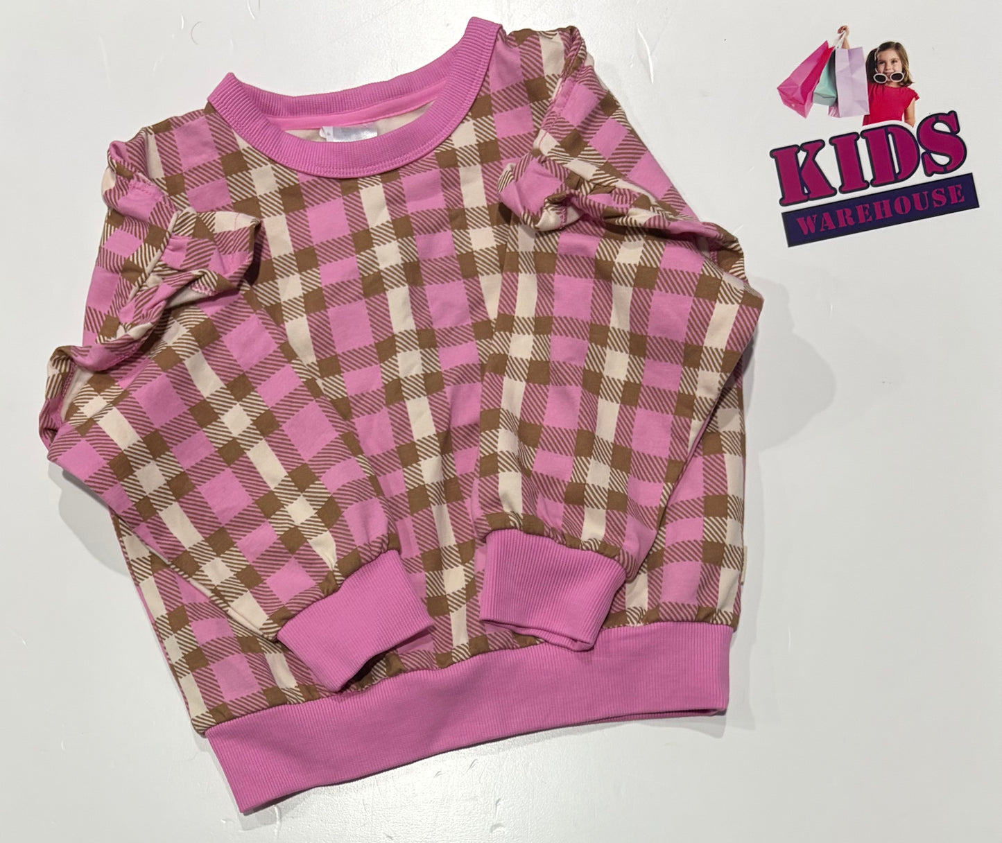 Not Used Bonds Pink, Brown, White Check Pattern Sweater Size 3