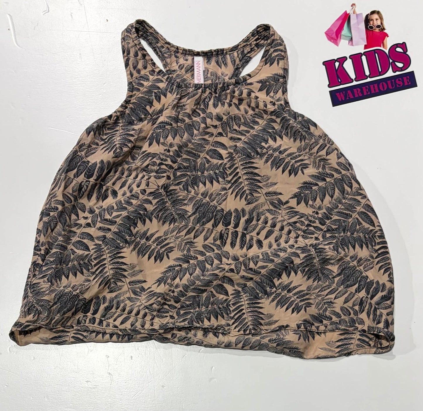 Zimmermann Dark Cream Singlet With Black Leaf Pattern Size