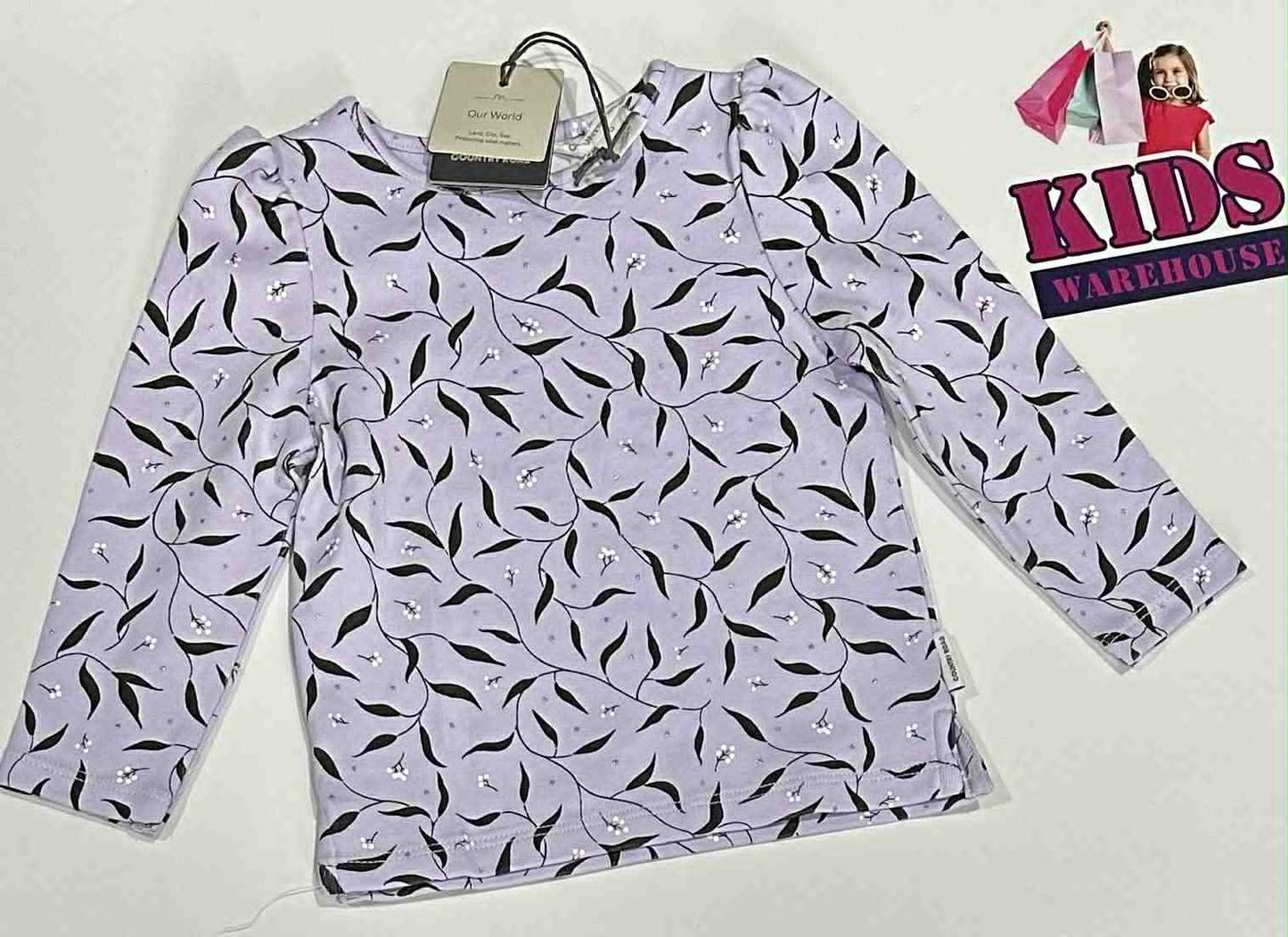 New Country Road Purple Long Sleeve Top With Black Leaf Pattern Size 0 (RRP 29.95)