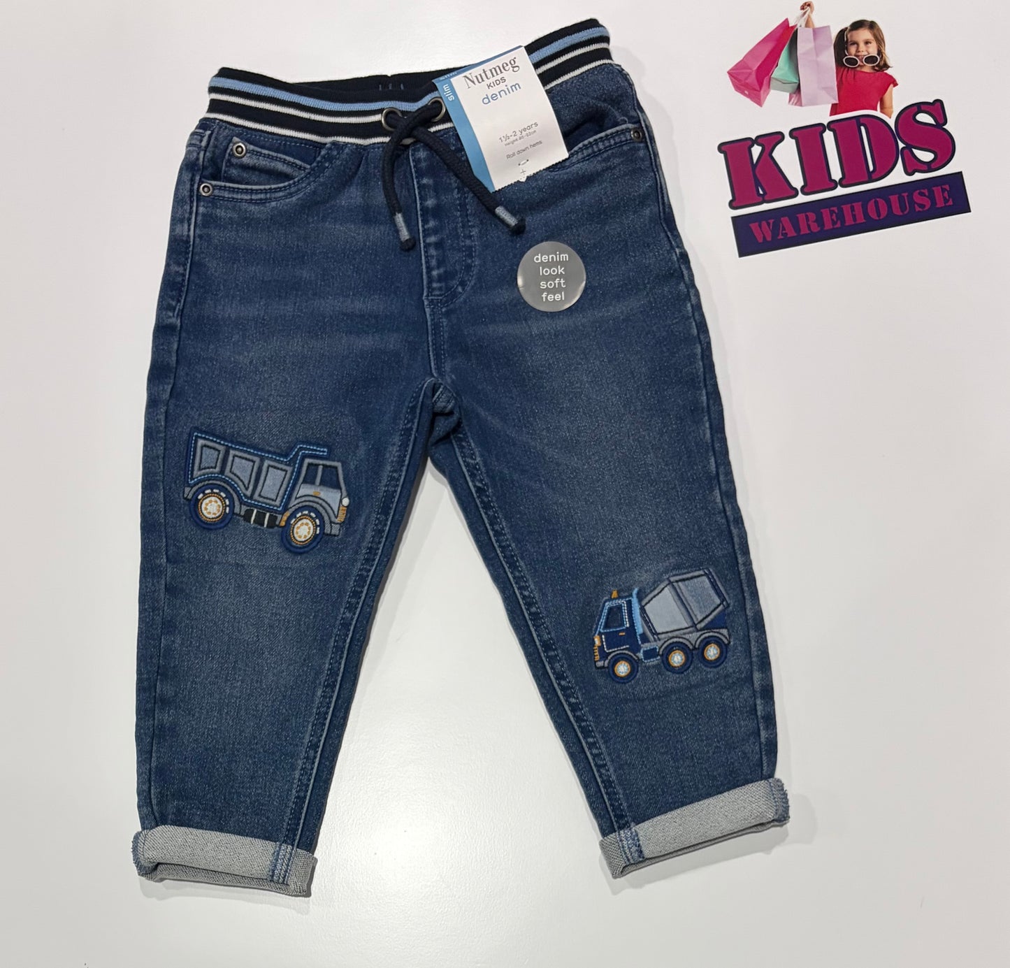 Not Used Nutmeg Stretch Denim, Truck Print Pants Size 1