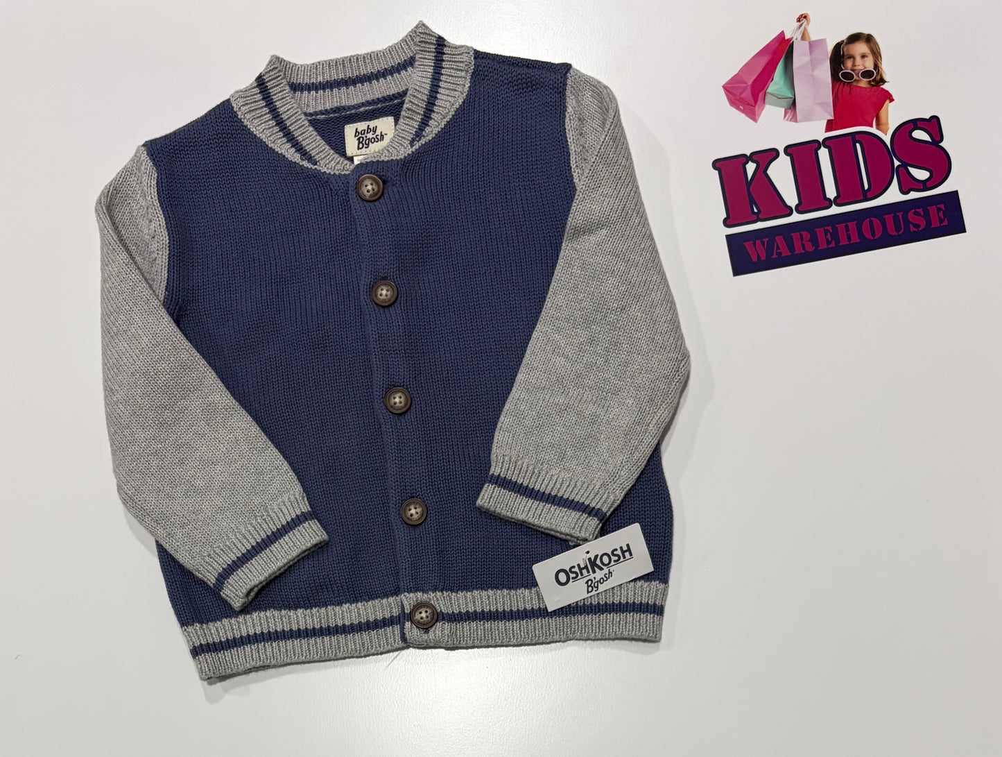 Baby B'gosh Blue, Grey Knit Jacket Size 1