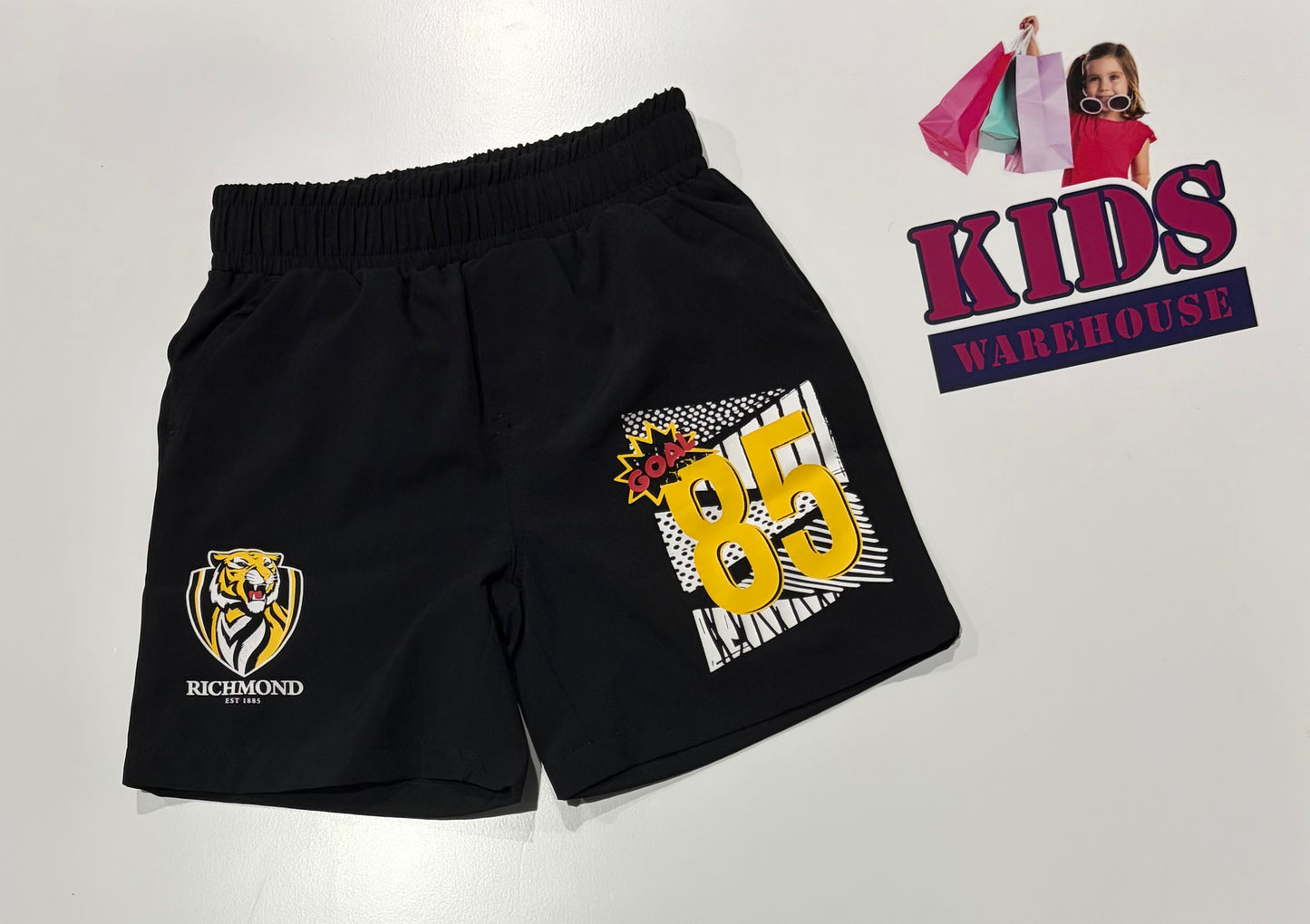 AFL Black, Richmond Print Shorts Size 0