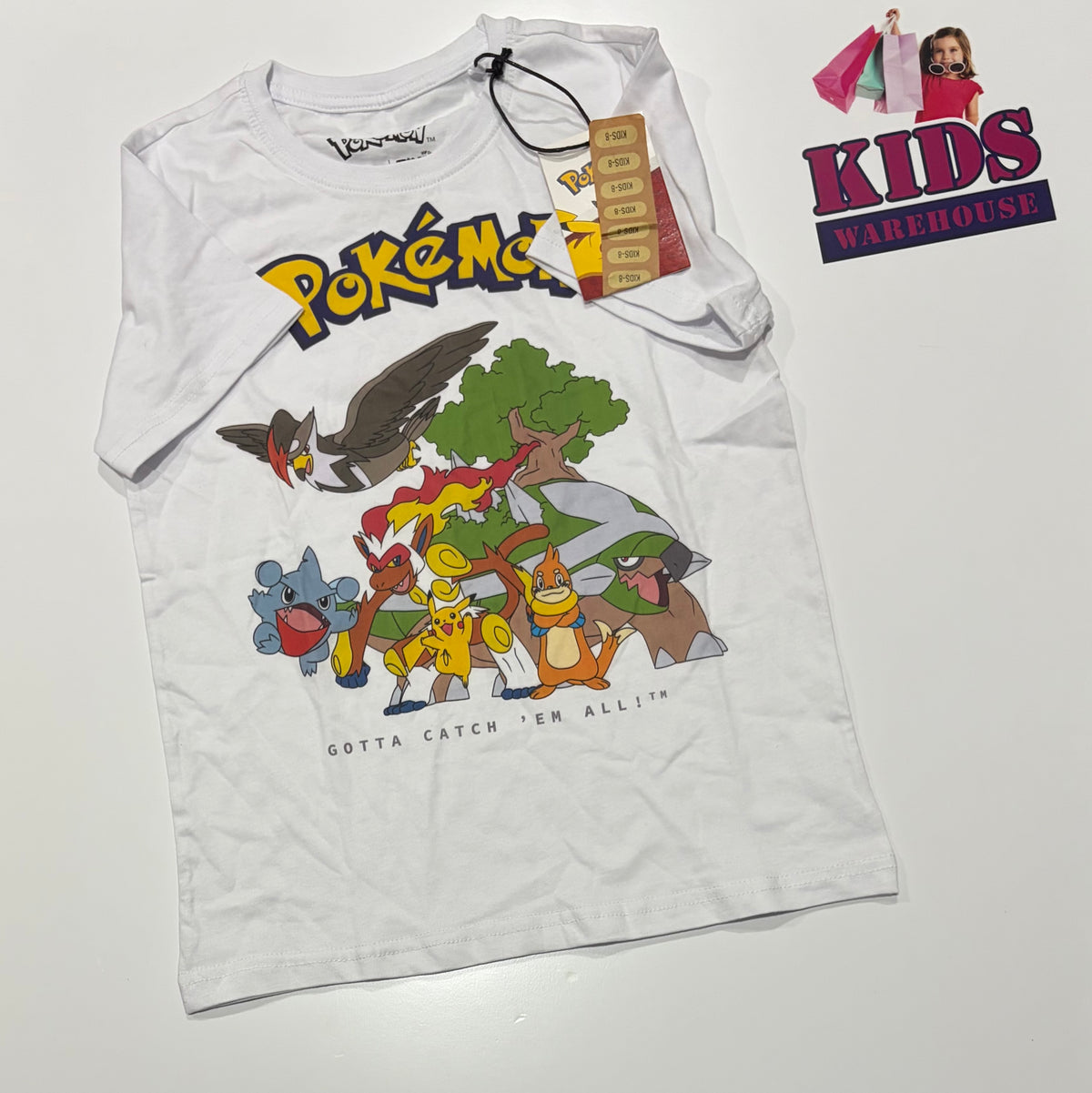 Not Used Pokémon White, Characters Print Top Size 8