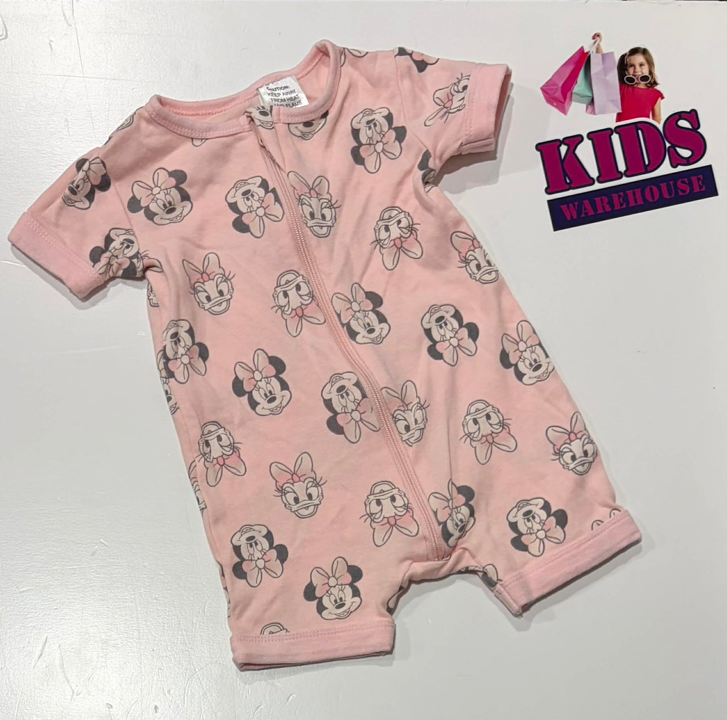 Disney Baby Pink Bodysuit With Minnie Mouse Pattern Size 1