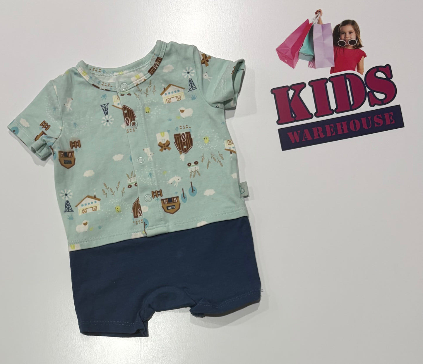 Bilbi Blue, Farm Print Onesie Size 00000