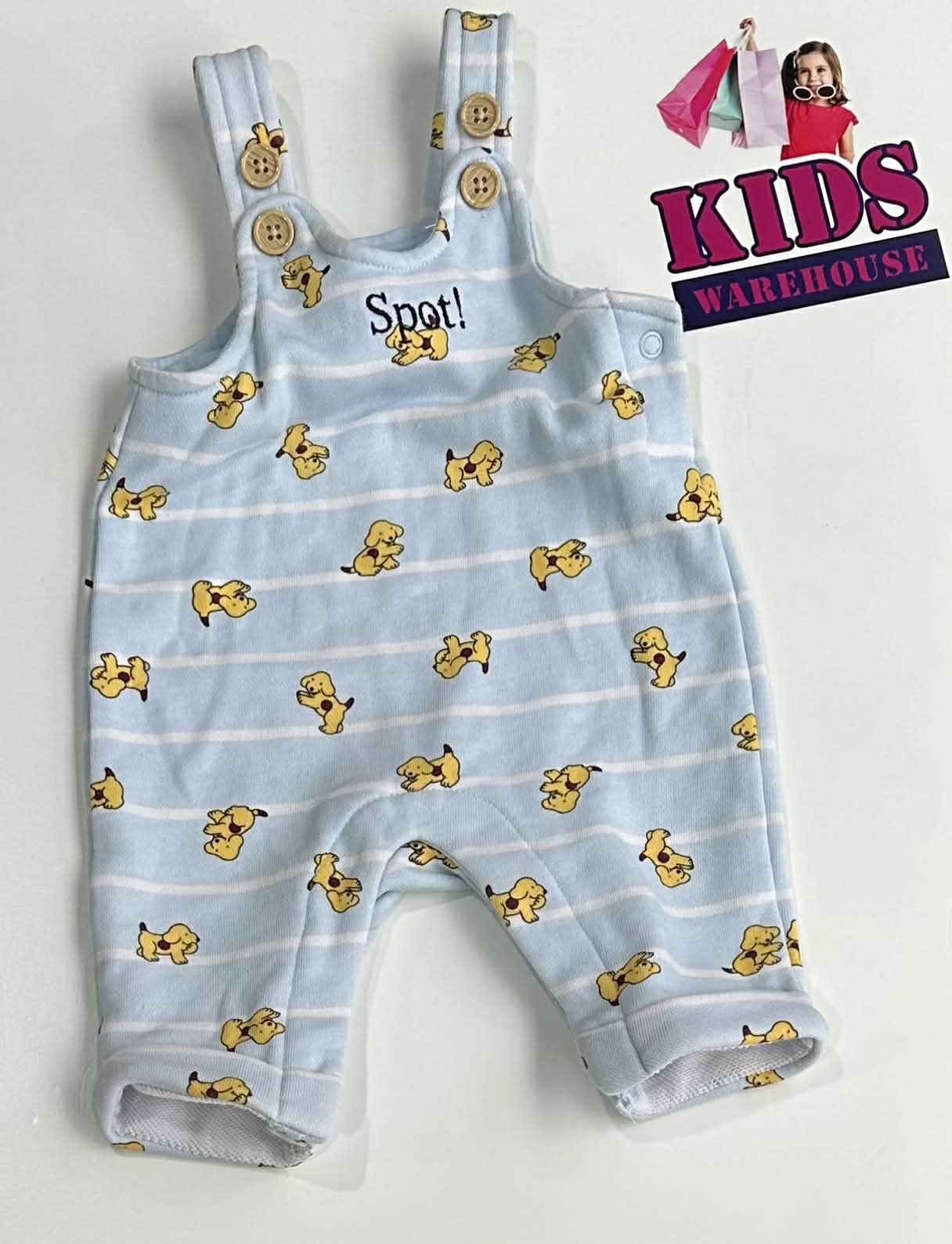 Fun With Spot Blue & White Overalls With Spot Pattern Size 0000