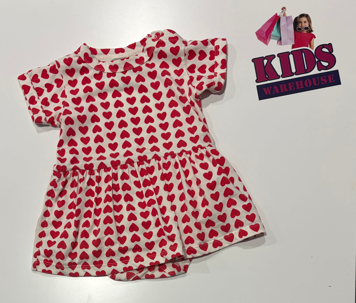 Bonds White, Heart Print Dress Size 0