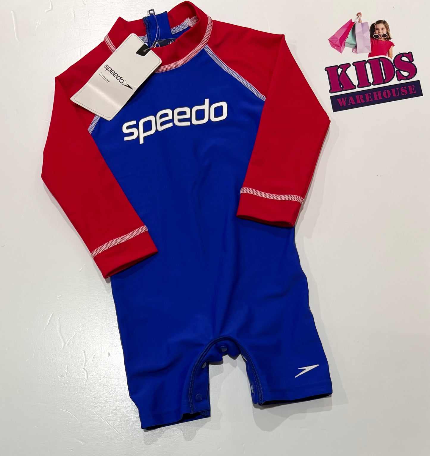 Not Used Speedo Red, Blue Long Sleeve Rashie Size 0