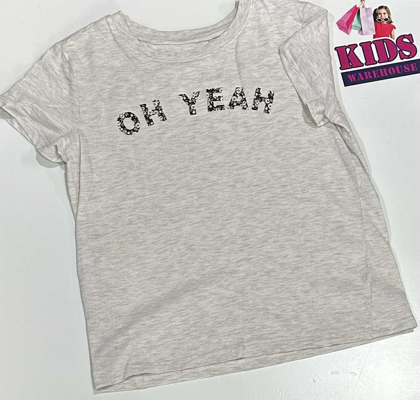 Target White Top With Black “Oh Yeah” Flower Print Size 9