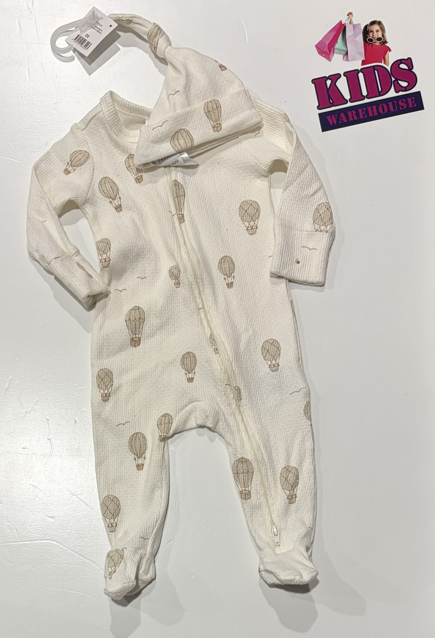 Not Used Cotton On Jumpsuit & Beanie With Hot Air Balloon Pattern Size 00