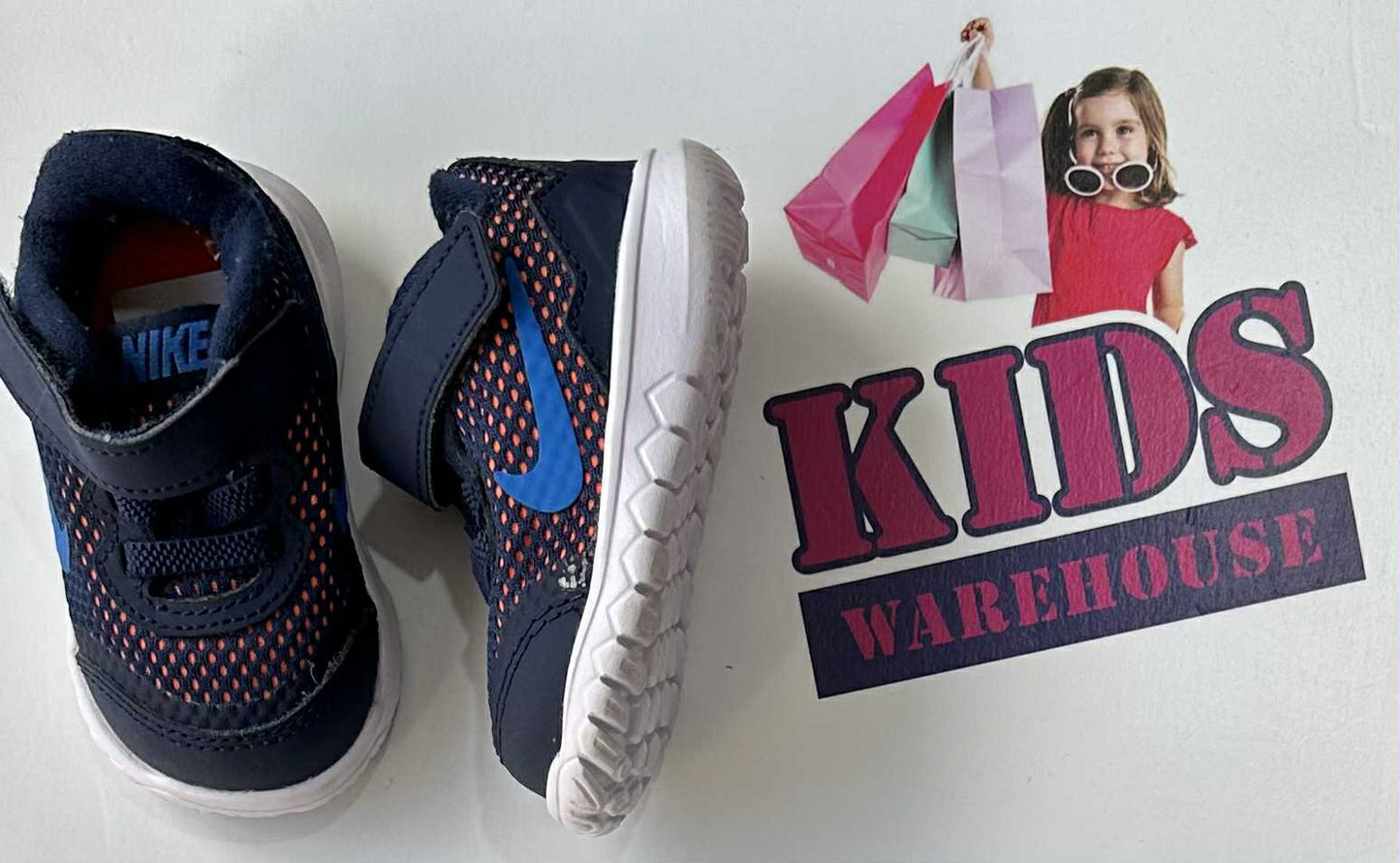 Nike Runners Navy Blue, Orange Size US2/US1.5 (Baby/Toddler)