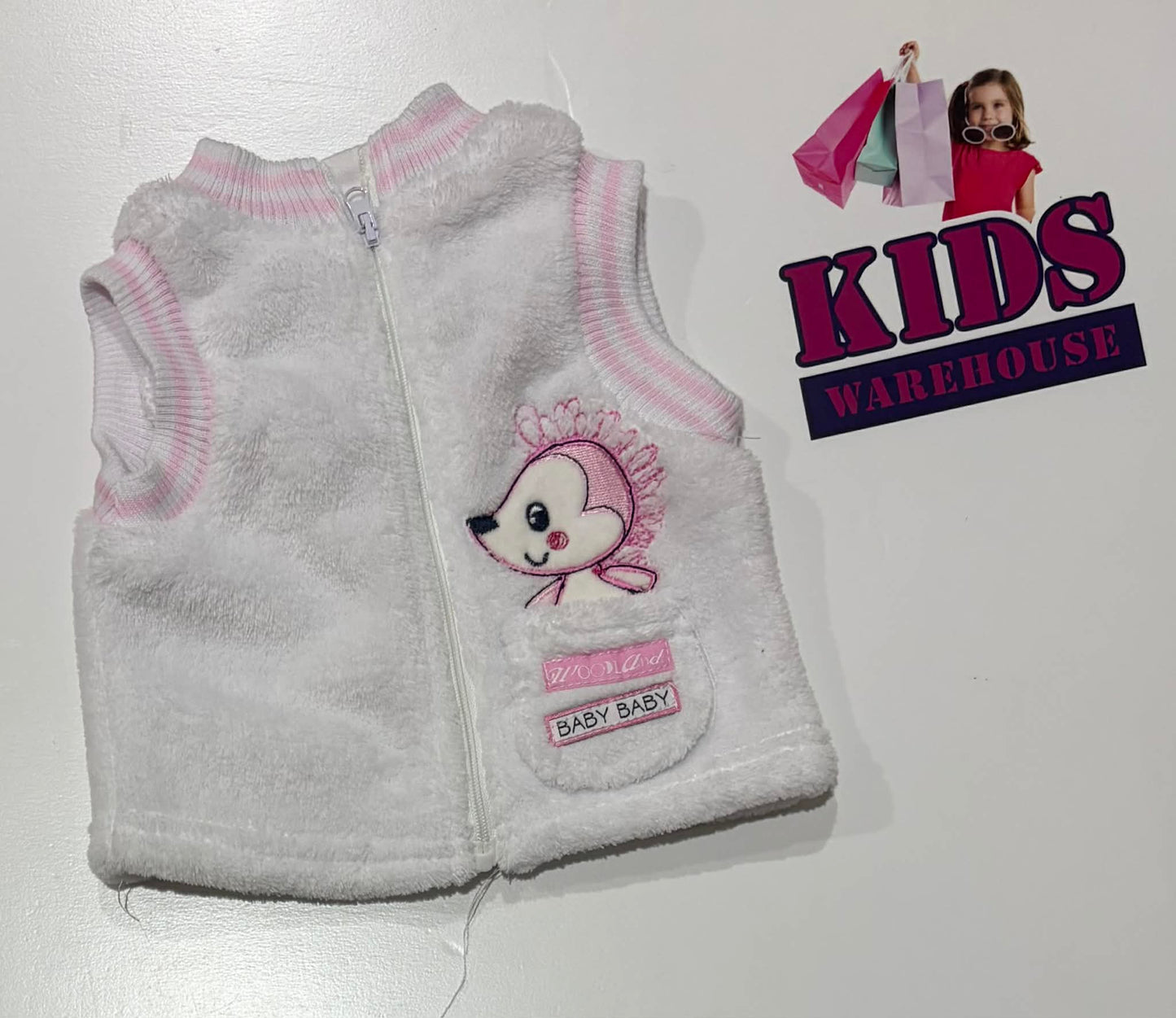 Baby Baby White & Pink Fluffy Vest Size 00000