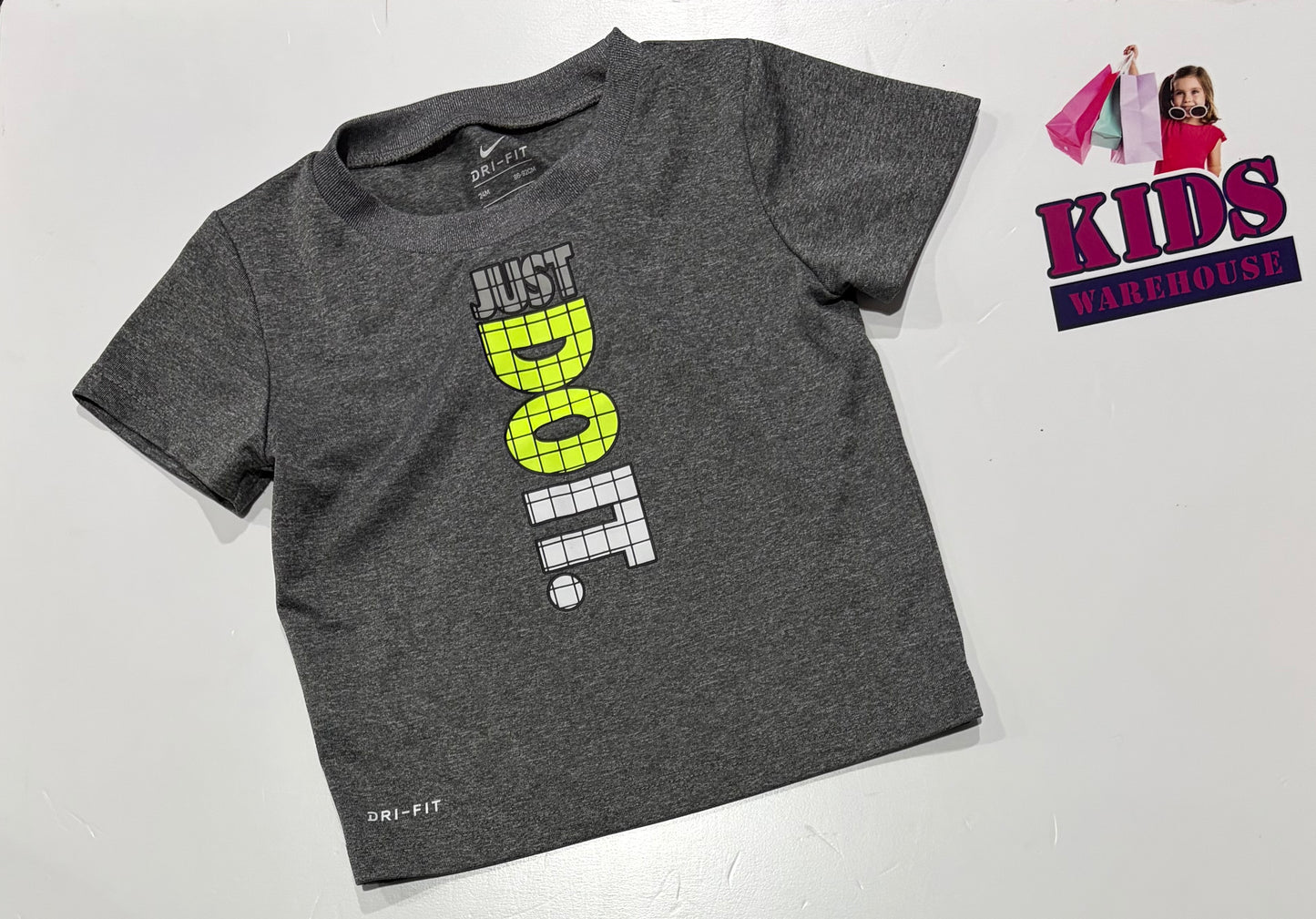 Nike Grey, Just Do It Print Top Size 1