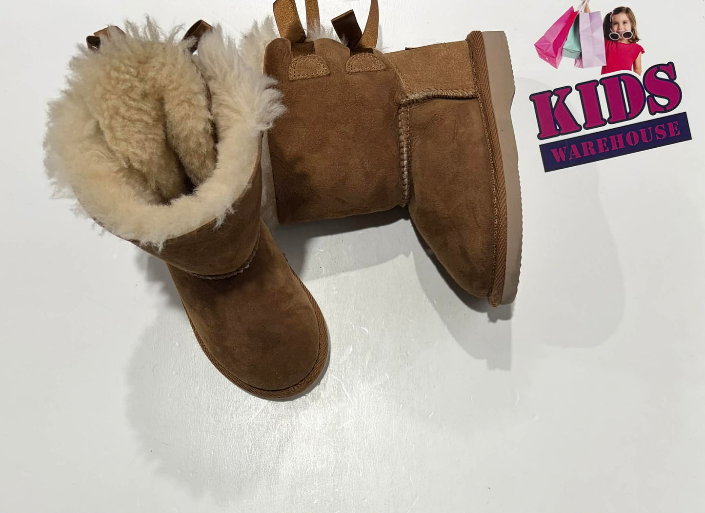 UGG Boots Australia Brown Slipper Boots With Bows US9-10/UK7.5 (Child)