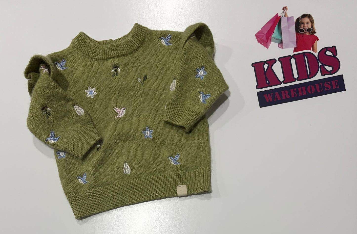 Country Road Green, Pink, Blue Bird Print Sweater Size 00