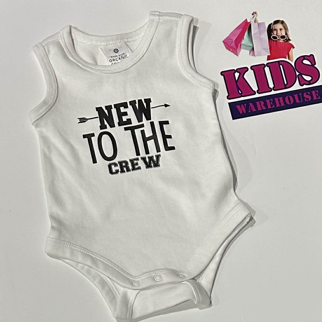 Target White Bodysuit With “New To The Crew” Print Size 0000