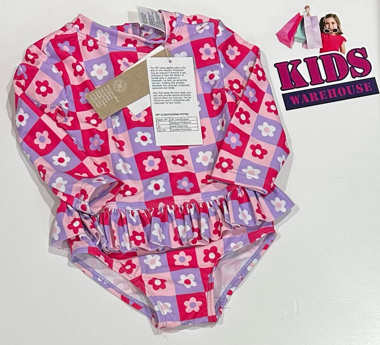 New Anko Pink & Purple Swimming Bodysuit With Flower Pattern Size 00