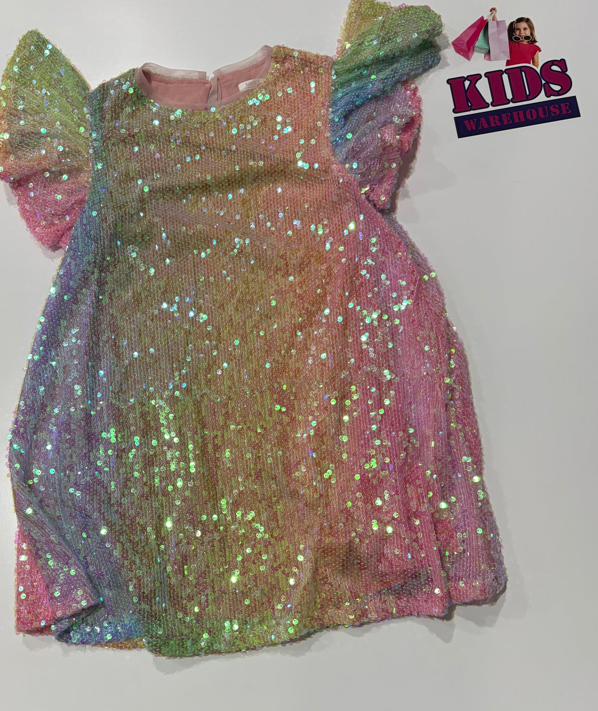 Next Rainbow Sequin Dress Size 7