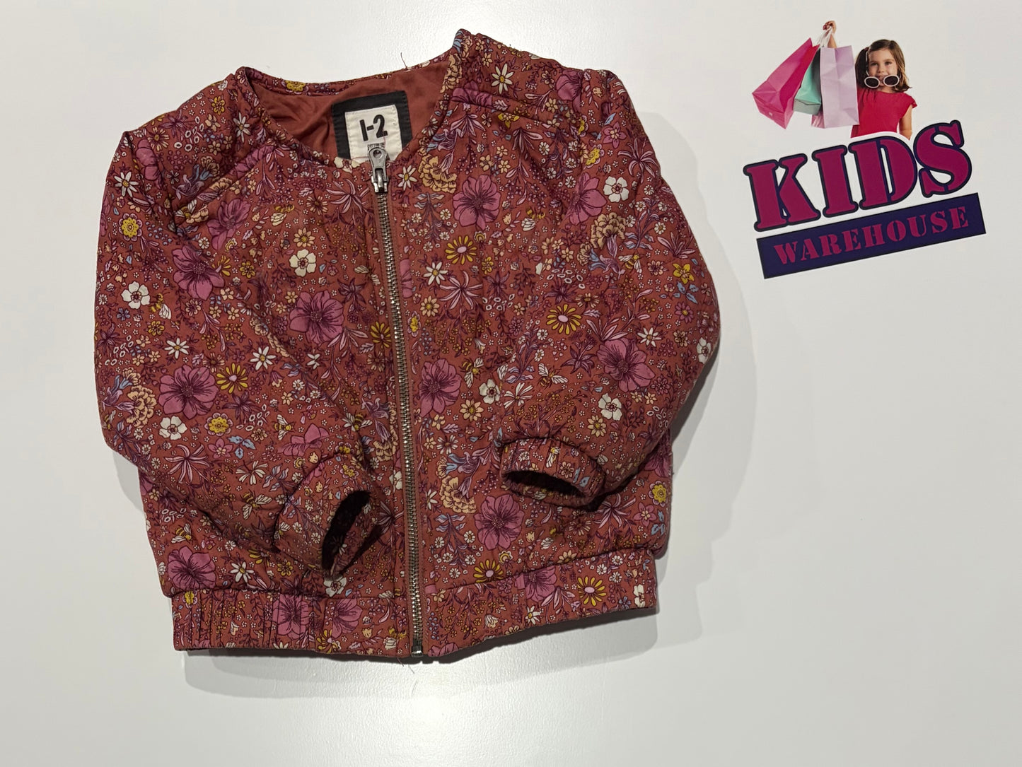 Cotton On Maroon, Floral Print Jacket Size 2