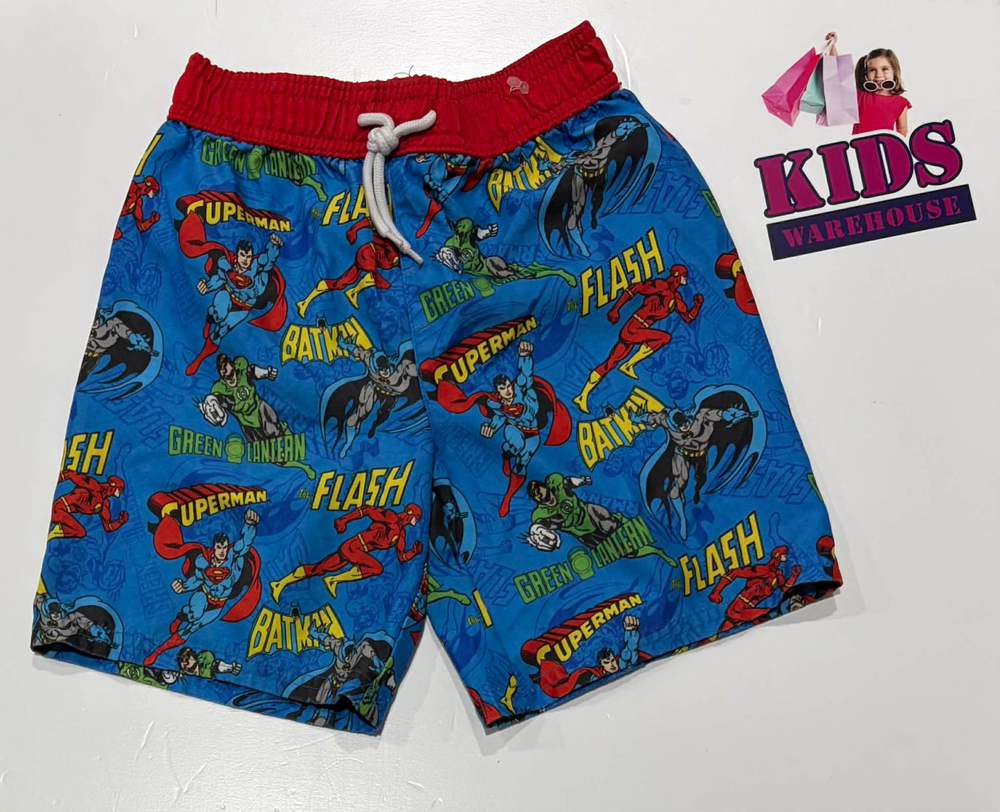 Justice League Blue & Red Shorts With DC Characters Pattern Size 5