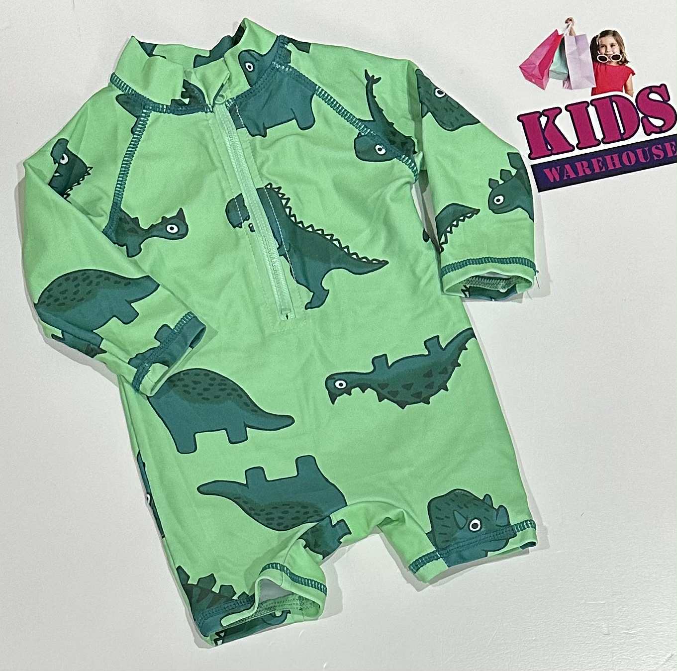 Baby Berry Green Bodysuit With Dinosaur Pattern Size 00